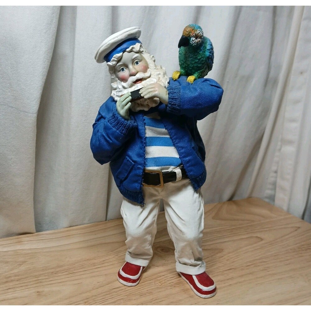Rare Vintage Possible Dreams Santa By The Sea Polly Holly Santa With Parrot 10"